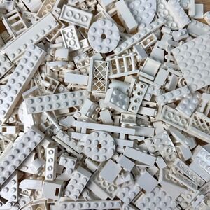 LEGO 15 Oz Bulk Lot Of White Bricks Assorted Specialty Pieces Circles Slopes